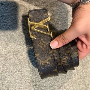 Louis Vuitton Black and Gold Monogram Belt